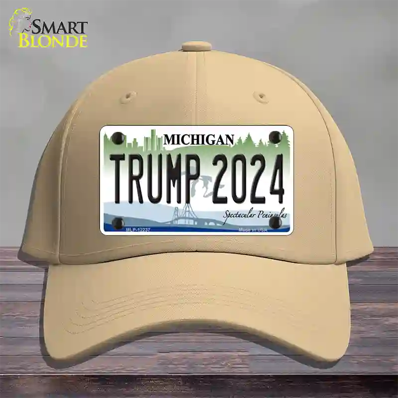 Trump 2024 Michigan Novelty License Plate Hat Cotton / Khaki