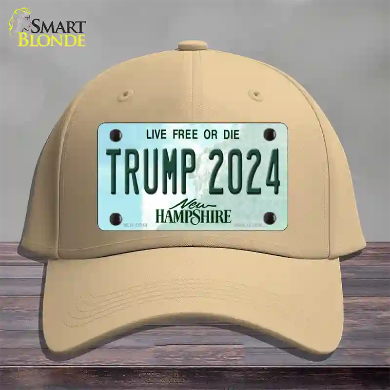 Trump 2024 New Hampshire Novelty License Plate Hat Cotton / Khaki