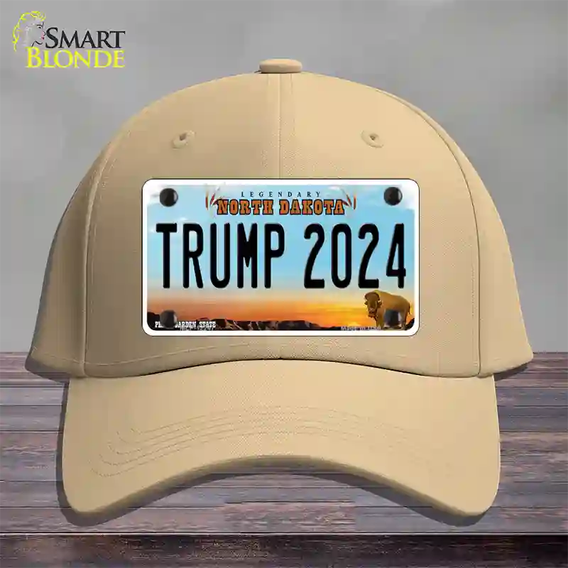 Trump 2024 North Dakota Novelty License Plate Hat Cotton / Khaki