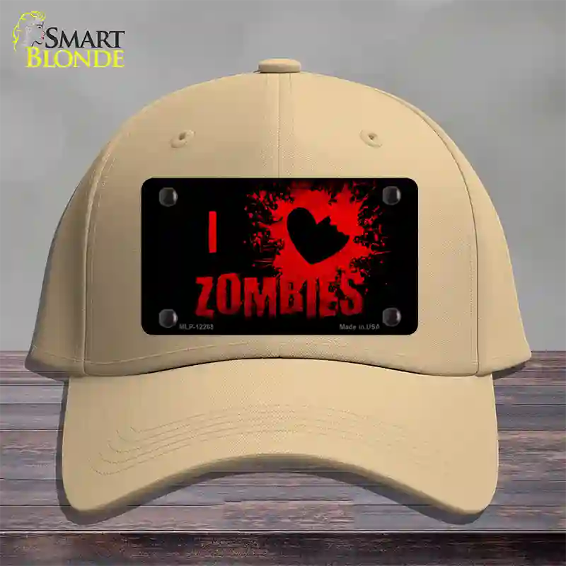 I Love Zombies Novelty License Plate Hat Cotton / Khaki