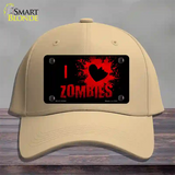 I Love Zombies Novelty License Plate Hat Cotton / Khaki