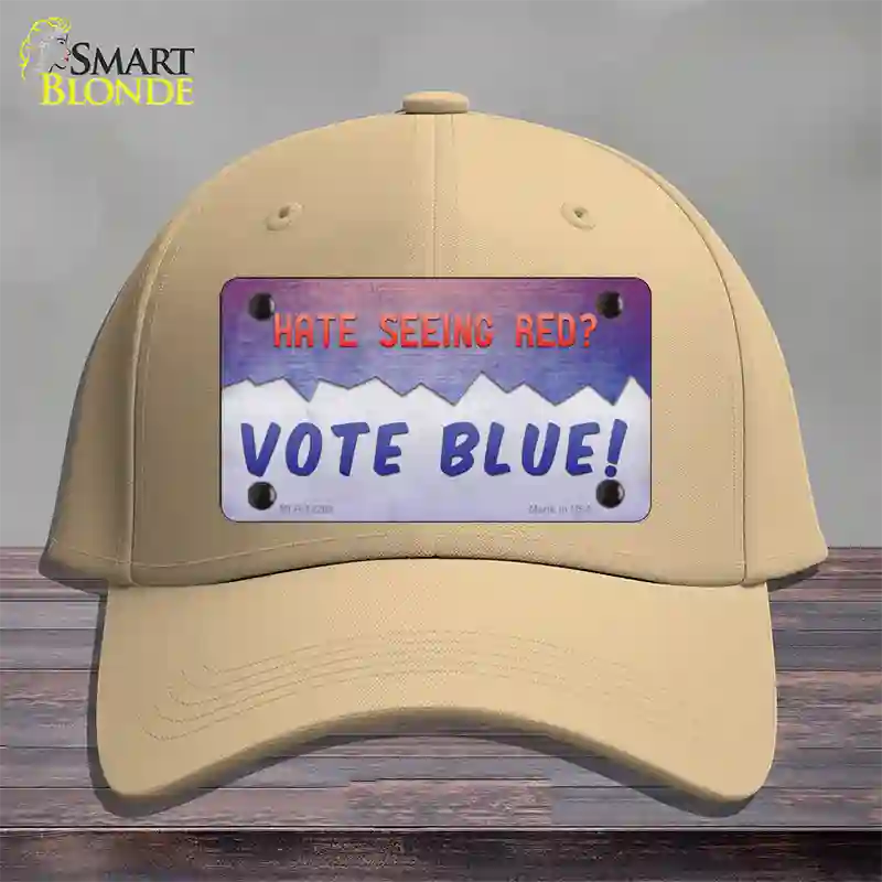 Hate Seeing Red Vote Blue Novelty License Plate Hat Cotton / Khaki