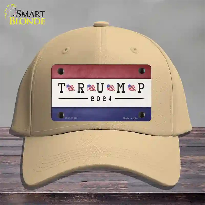 Trump 2024 USA Flag Novelty License Plate Hat Cotton / Khaki