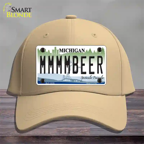 Michigan MMMMBeer Novelty License Plate Hat Cotton / Khaki