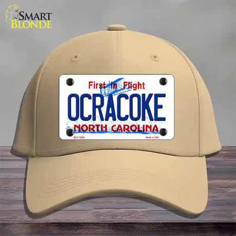 Ocracoke North Carolina Novelty License Plate Hat Cotton / Khaki