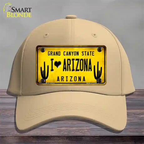 I love Arizona Yellow Novelty License Plate Hat Cotton / Khaki