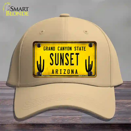 Arizona Sunset Novelty License Plate Hat Cotton / Khaki