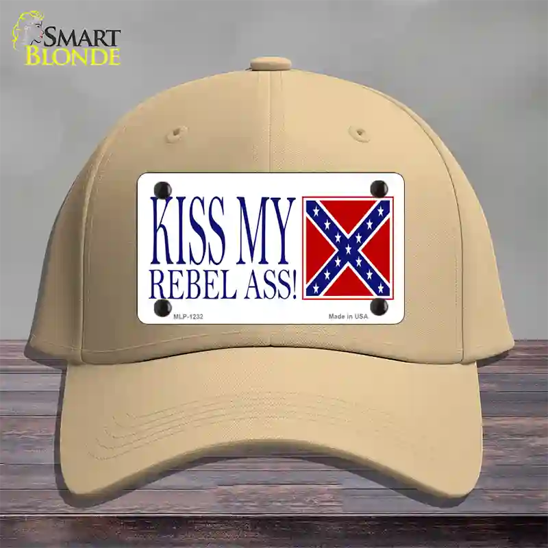 Kiss My Rebel Ass Novelty License Plate Hat Cotton / Khaki