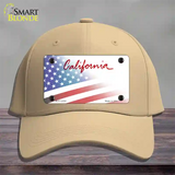 California Plate American Flag Novelty License Plate Hat Cotton / Khaki