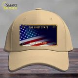 Delaware with American Flag Novelty License Plate Hat Cotton / Khaki