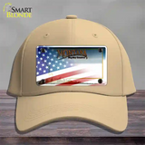 Montana with American Flag Novelty License Plate Hat Cotton / Khaki