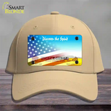 North Dakota with American Flag Novelty License Plate Hat Cotton / Khaki