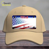 Texas with American Flag Novelty License Plate Hat Cotton / Khaki