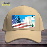 Wyoming with American Flag Novelty License Plate Hat Cotton / Khaki