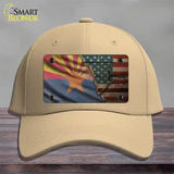 Arizona/American Flag Novelty License Plate Hat Cotton / Khaki