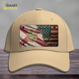 Florida/American Flag Novelty License Plate Hat Cotton / Khaki