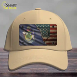 Maine/American Flag Novelty License Plate Hat Cotton / Khaki