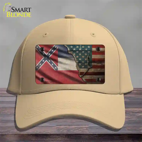 Mississippi/American Flag Novelty License Plate Hat Cotton / Khaki