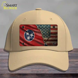 Tennessee/American Flag Novelty License Plate Hat Cotton / Khaki