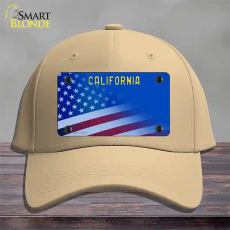 California with Blue California Plate Novelty License Plate Hat Cotton / Khaki