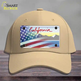 California Tahoe Plate American Flag Novelty License Plate Hat Cotton / Khaki