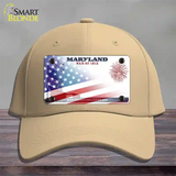 Maryland War Plate American Flag Novelty License Plate Hat Cotton / Khaki