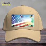 Ohio Birthplace with American Flag Novelty License Plate Hat Cotton / Khaki