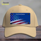 Michigan Great Lakes Plate American Flag Novelty License Plate Hat Cotton / Khaki