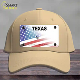 Texas White with American Flag Novelty License Plate Hat Cotton / Khaki