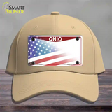 Ohio State American Flag Novelty License Plate Hat Cotton / Khaki