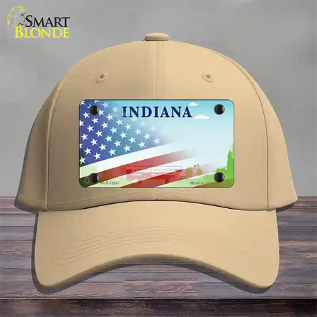 Indiana Bridge Plate American Flag Novelty License Plate Hat Cotton / Khaki