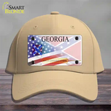 Georgia Confederate Flag American Flag Novelty License Plate Hat Cotton / Khaki