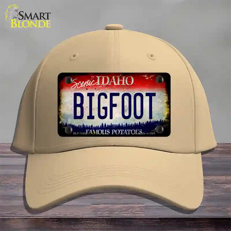 Bigfoot Idaho Novelty License Plate Hat Cotton / Khaki