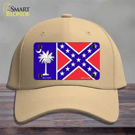 South Carolina Confederate Flag Novelty License Plate Hat Cotton / Khaki