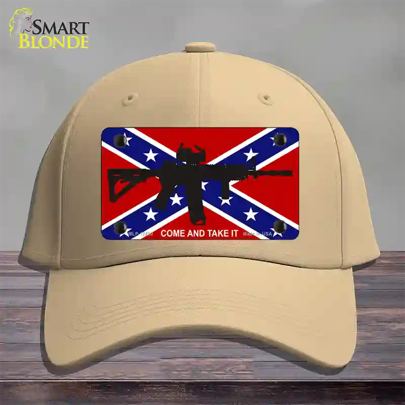 Come and Take It Confederate Flag Novelty License Plate Hat Cotton / Khaki