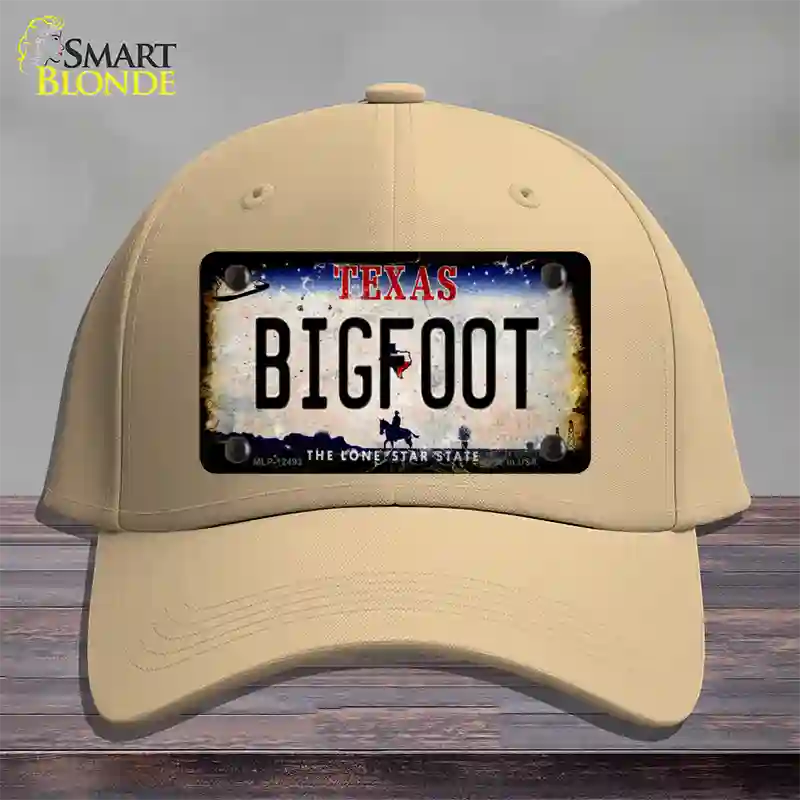 Bigfoot Texas Novelty License Plate Hat Cotton / Khaki