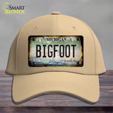 Bigfoot Michigan Novelty License Plate Hat Cotton / Khaki