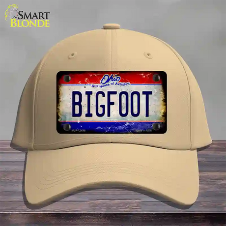 Bigfoot Ohio Novelty License Plate Hat Cotton / Khaki