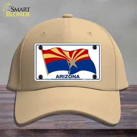 Arizona Waving Flag Novelty License Plate Hat Cotton / Khaki