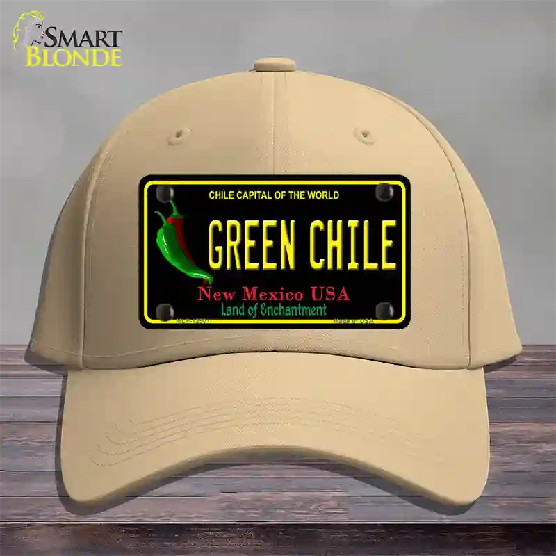 Green Chile New Mexico Black Novelty License Plate Hat Cotton / Khaki