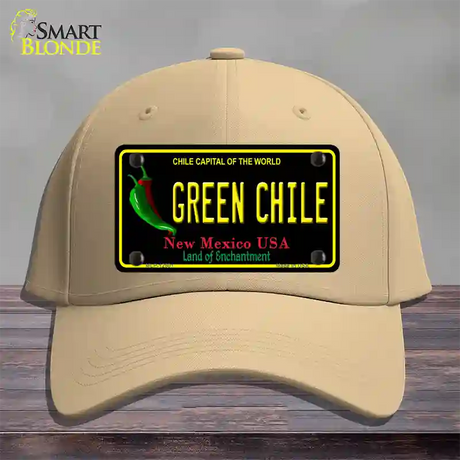 Green Chile New Mexico Black Novelty License Plate Hat Cotton / Khaki