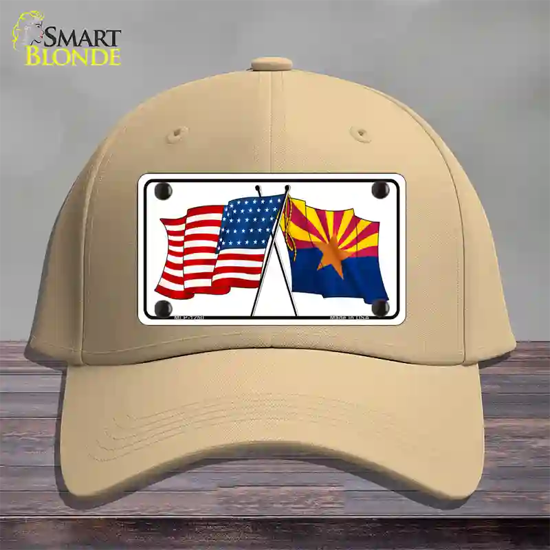 Arizona American Crossed Flags Novelty License Plate Hat Cotton / Khaki