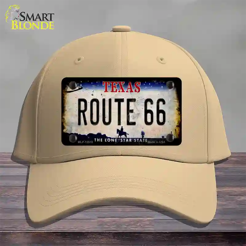 Route 66 Texas Rusty Novelty License Plate Hat Cotton / Khaki