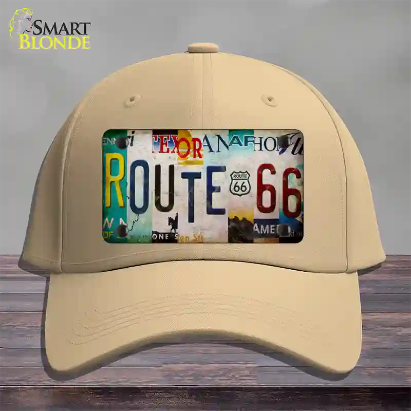 Route 66 Strip Novelty License Plate Hat Cotton / Khaki