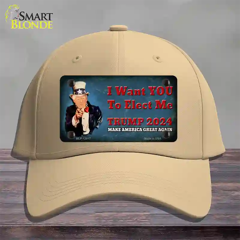 I Want You to Elect Me Trump 2024 Novelty License Plate Hat Cotton / Khaki