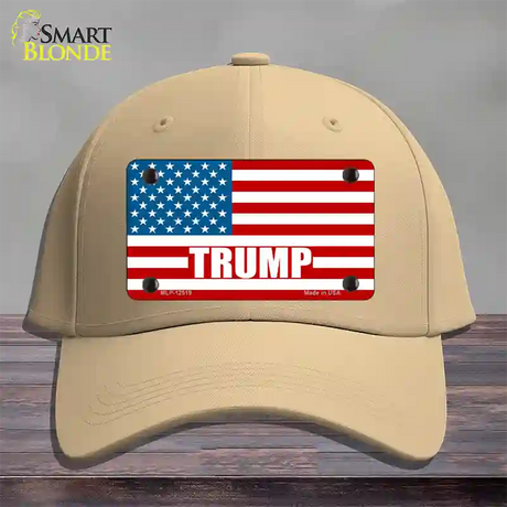 Trump American Flag Novelty License Plate Hat Cotton / Khaki