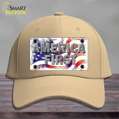 America First Novelty License Plate Hat Cotton / Khaki