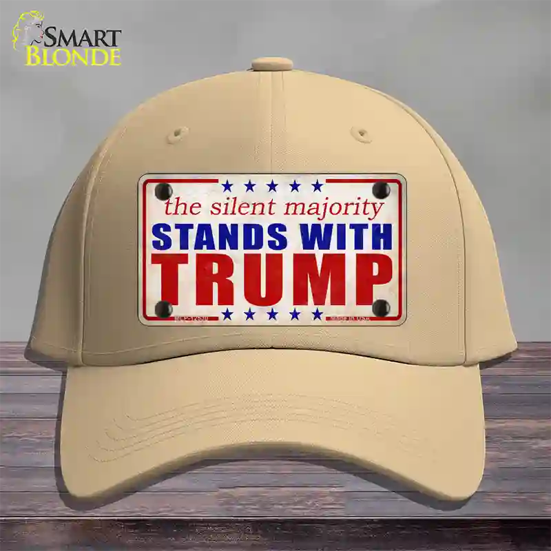 Silent Majority Stands with Trump Novelty License Plate Hat Cotton / Khaki