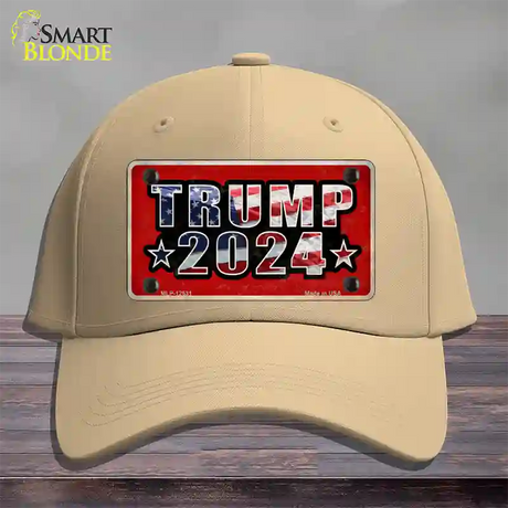 Trump 2024 Flag Novelty License Plate Hat Cotton / Khaki