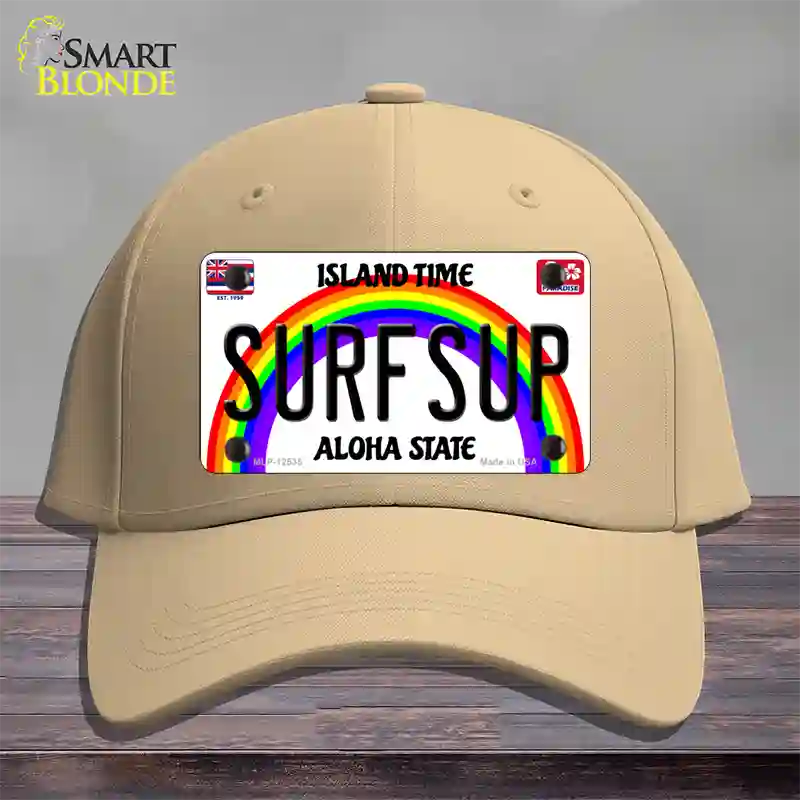 Surfsup Hawaii Novelty License Plate Hat Cotton / Khaki